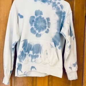 DANNIJO Blue and White Tie-Dye Hooded Sweatshirt